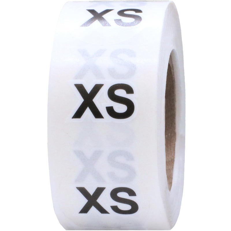 InStockLabels.com Clear Circle Extra Small XS Clothing Size Stickers - 3/4 Inch Round, 500 Clear Plastic Adhesive Labels Per Roll for Retail Apparel, Clothing Organization, and Inventory - Made in The USA - Image 1